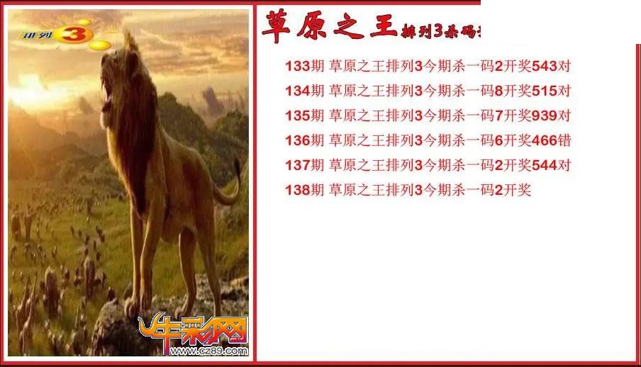 2026138期P3草原之王杀号预测图