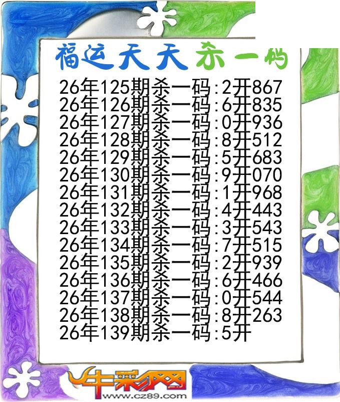 福运天天杀一码139期体彩P3图谜