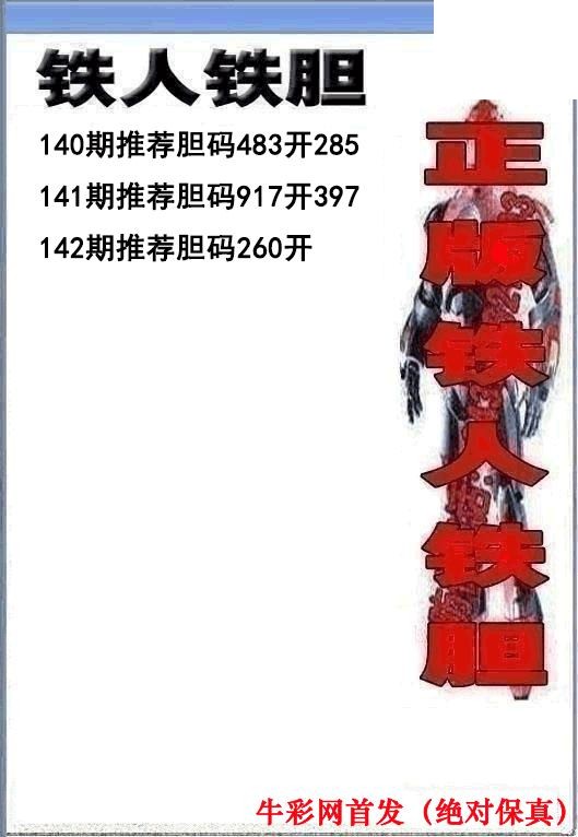 铁人双胆2026142期3d图谜