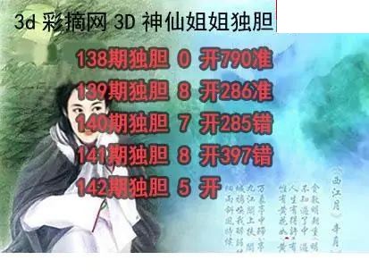 神仙姐姐独胆2026142期3d图谜