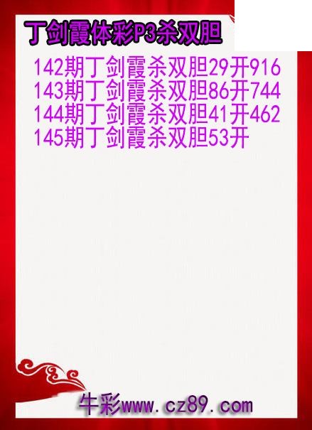 26年145期丁剑霞体彩P3杀双胆图