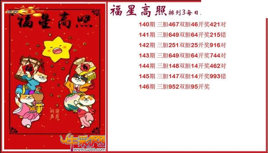 2026146期P3福星高照每日三胆必下一图