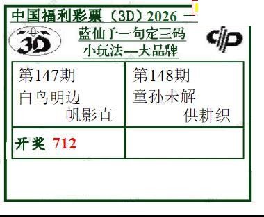 2026148期蓝仙子一句定三码
