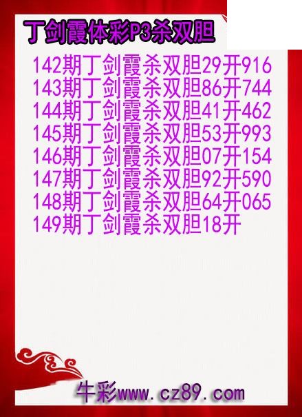 26年149期丁剑霞体彩P3杀双胆图