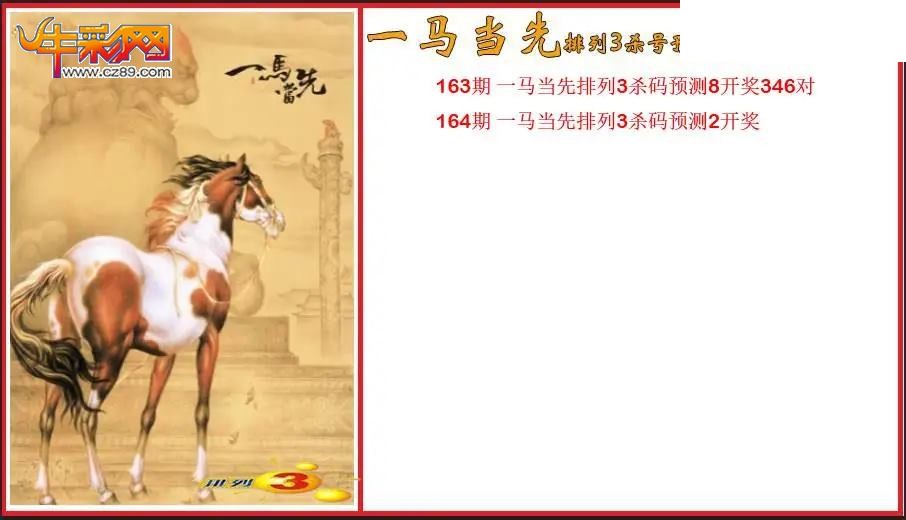 2026164期P3一马当先杀号预测图