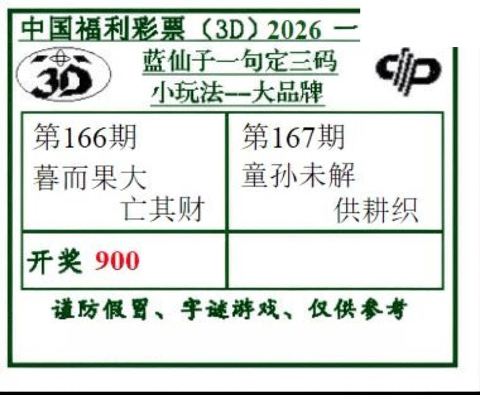 2026167期3d字谜图谜总汇