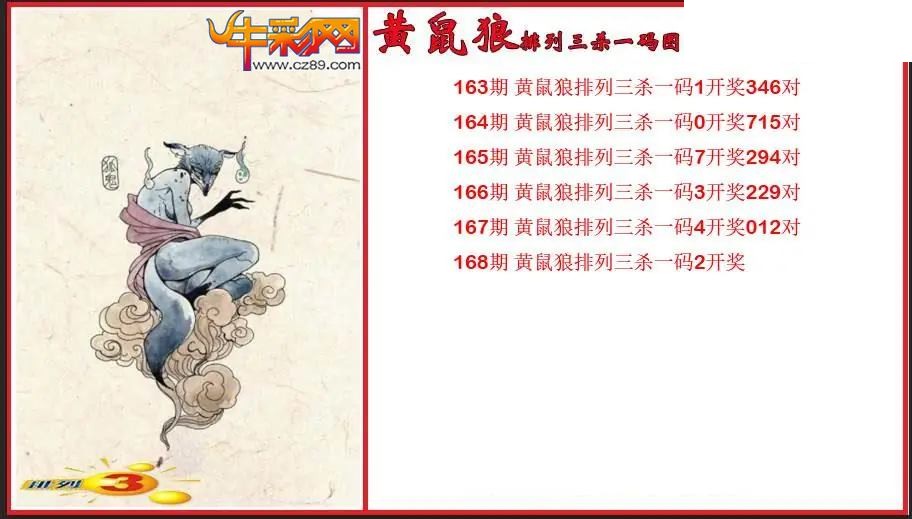 2026168期P3黄鼠狼杀一码图
