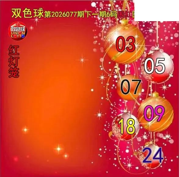 双色球2026年图迷077期 红灯笼六码围红图