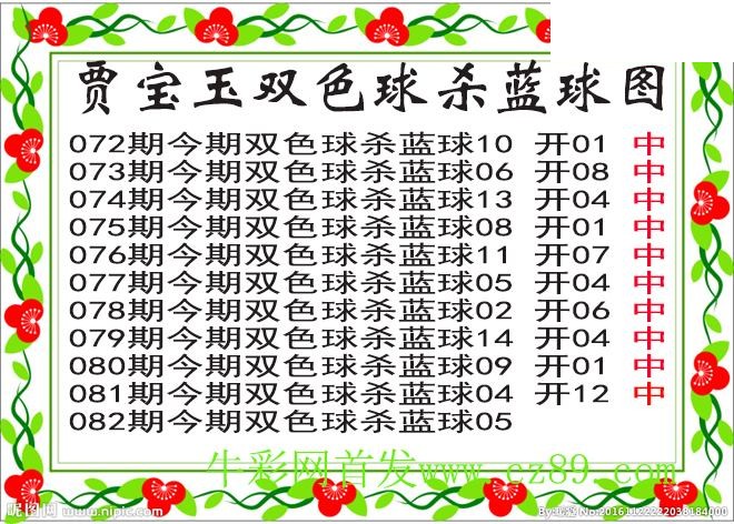 双色球082期 贾宝玉杀蓝号图谜 10中10