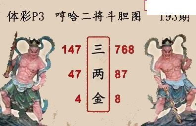 2026193期排列三 白鱼舟P3图谜二将斗胆图